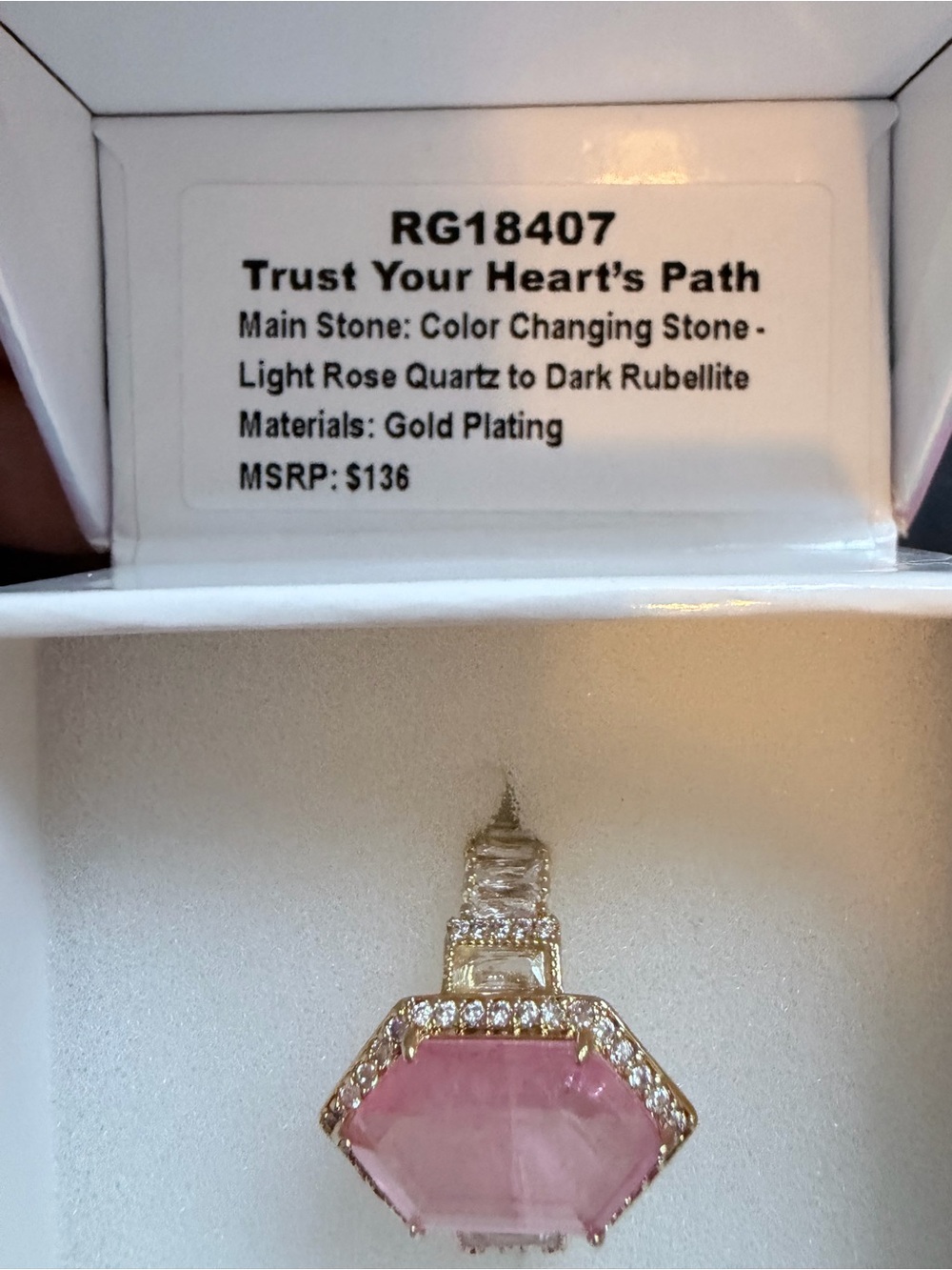 Rose Quartz statement ring - Picture 4 of 5